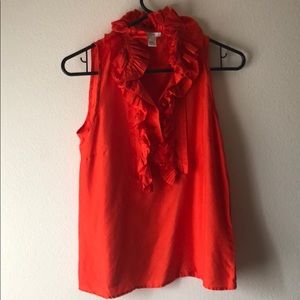 J. Crew red silk top